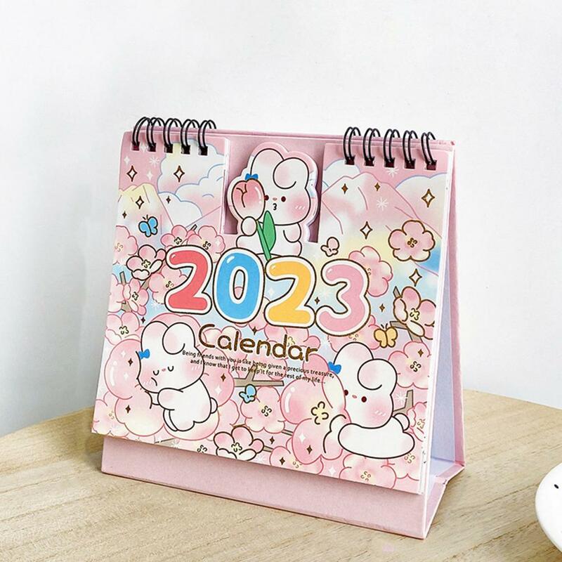 2023 calendário de mesa útil bonito padrão base triangular 2022-2023 rosa série em pé flip calendário material de escritório