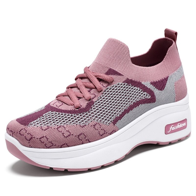 Shoes women's spring 2024 new flying woven sports shoes women's shoes thick soles increase women's shoes
