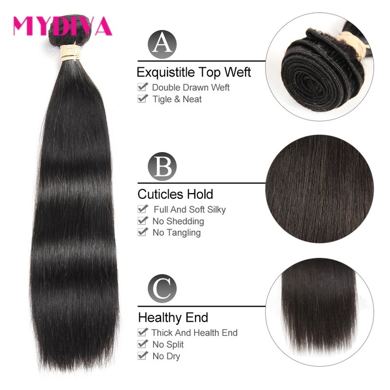 Natrual Black Straight Human Hair Bundles 100% Human Hair Wave Bundles 1/3/4 PCS Straight Hair Extensions For Women 150% Density