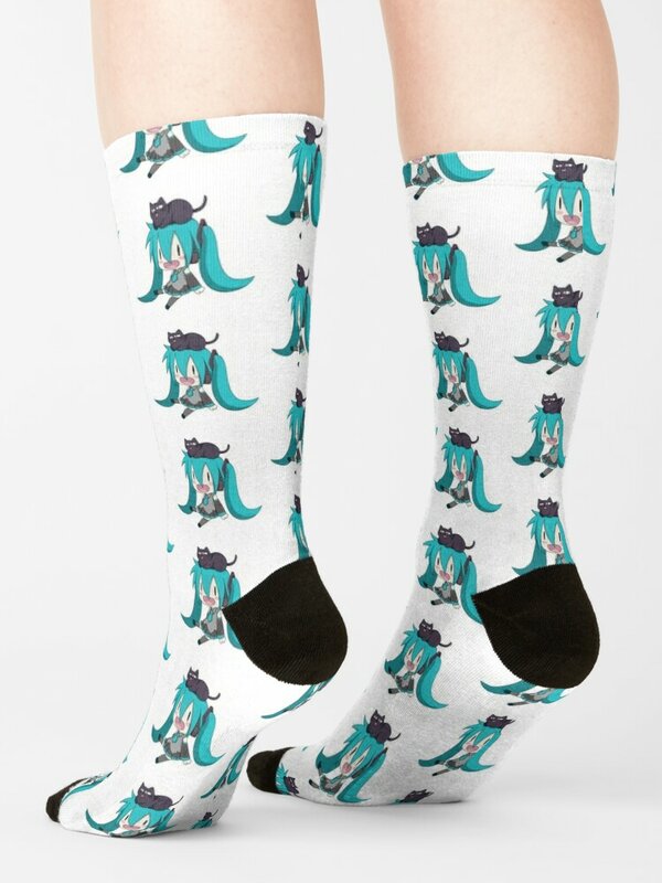 Мику с кошкой! Носки, спортивные носки, мужские дизайнерские носки, роскошные носки, идеи для подарка на День святого Валентина