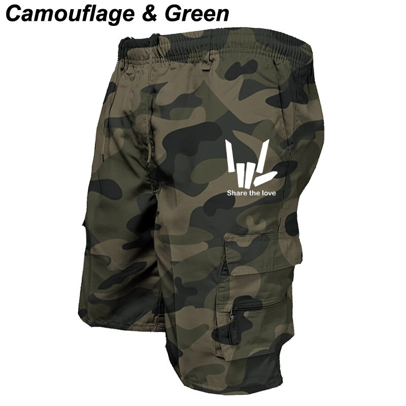 Camouflage Men's Loose Cargo Shorts Casual Drawstring Summer Outdoor Basketball Pants Jogging Printed Vacation Sports Trousers