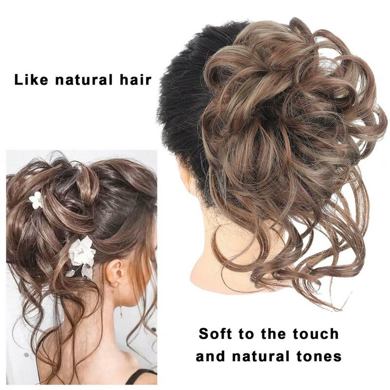 Messy Bun Wig Hair Tie Elastic Fluffy Realistic Natural Silky High Temperature Fiber Hair Extension Women Girls Tousled Updo Fau