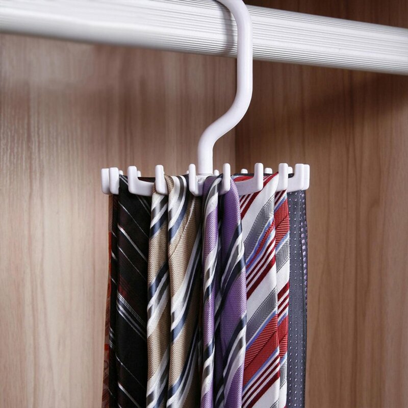 Suporte de gancho rotativo para armazenamento, economizador de espaço, cabide de gravata, organizador do lenço, rack do armário
