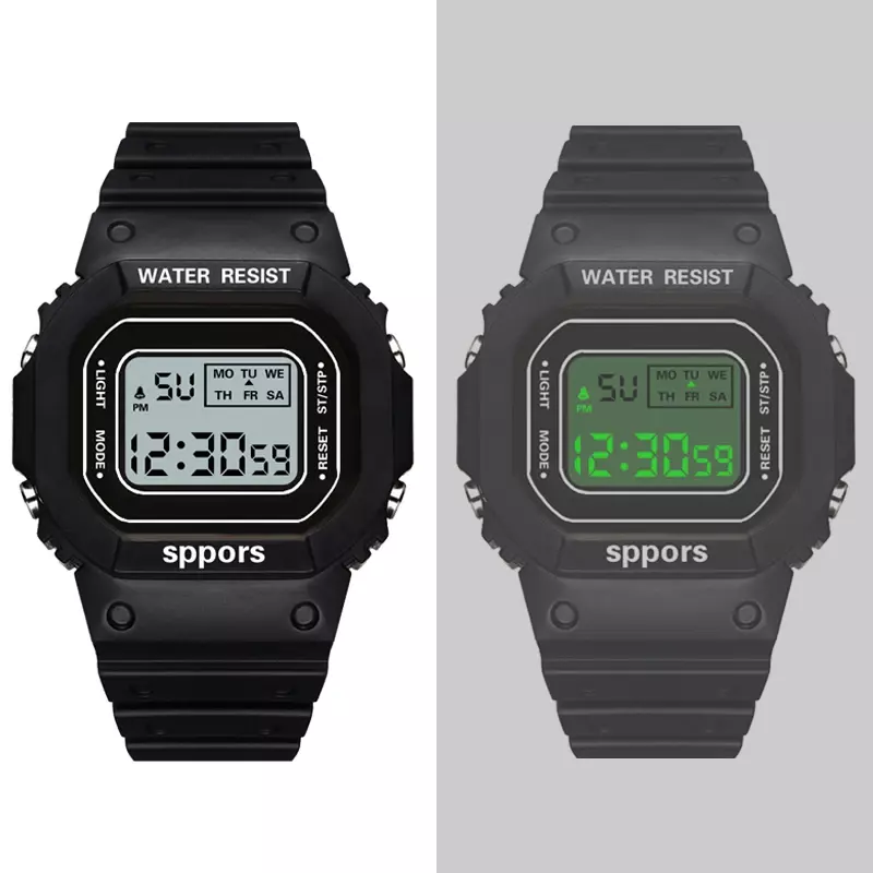 PCV/F91W Kinder Uhr Wecker Kinder LED Digital Uhren Leucht Sport Militärische Elektronische Armbanduhren für Jungen Mädchen