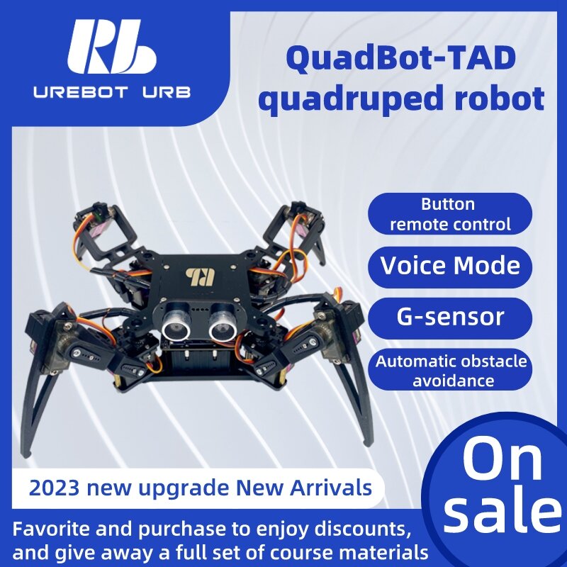 QuadBot-TAD czworonożny biomimetyczny pająk Robot do programowania Arduino DIY wbudowana edukacja parowa dla początkujących 3DOF