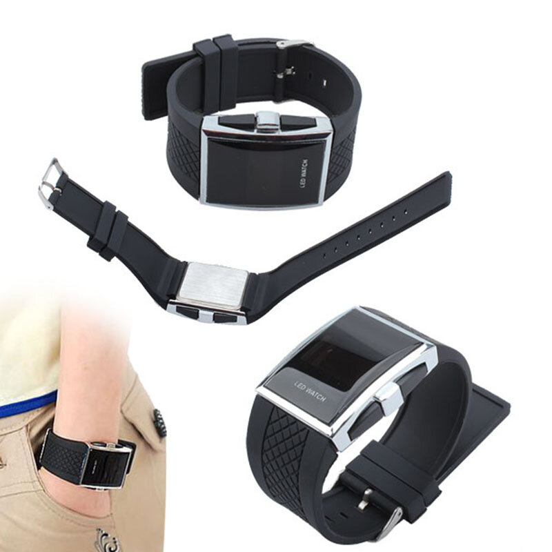 Reloj de pulsera Digital LED para niños y hombres, pulsera negra, regalo para amantes, estilo caliente, moda