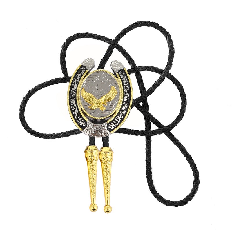 男性用の金の形をしたEagleレザーブレスレット,天然石の亜鉛合金のネックレス用