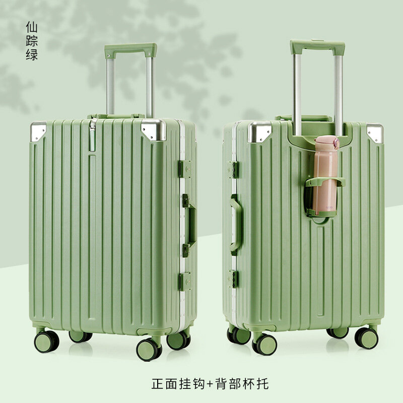 PLUENLI-caja de equipaje multifuncional para hombre, marco de aluminio, con contraseña, de cuero, para viaje