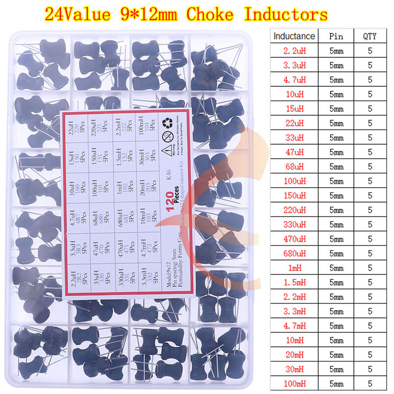 6x8 8x10 9x12 i-förmige Induktor-Kit-Box 2.2/3.3/4.7/10/15/22/33/47/68/220/330/470/680uh/1mh/2.2/3.3/4.7/10//100mh