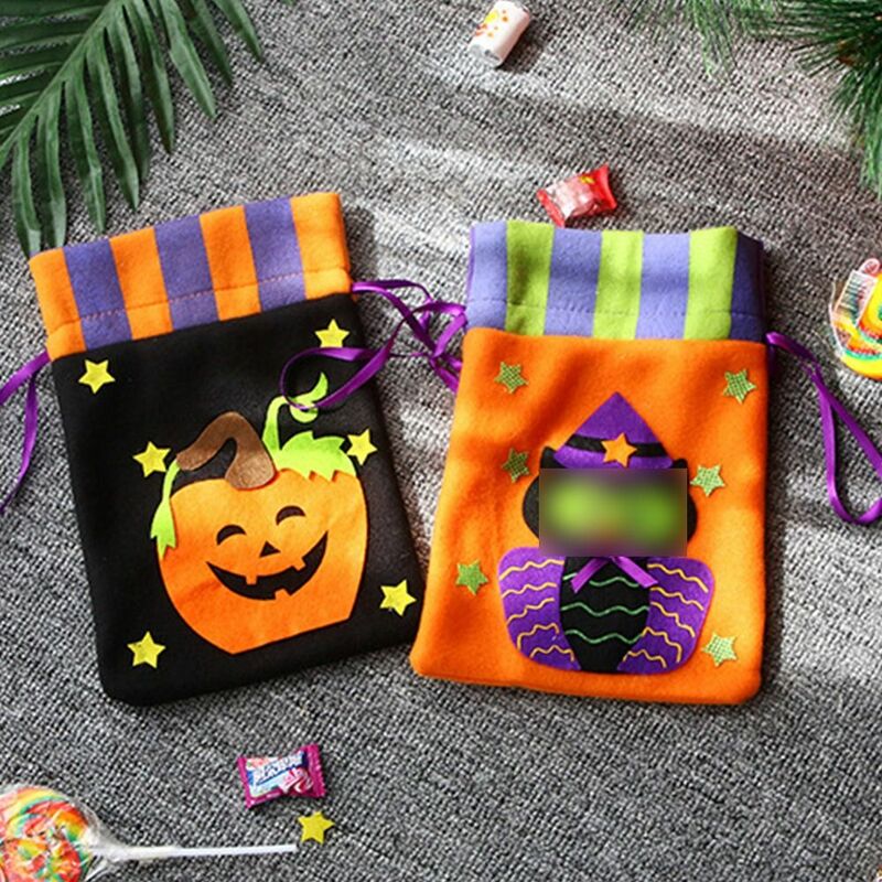 Skeleton Halloween Candy Drawstring Bag Funny Pumpkin Non-woven Gifts Pouch Witch Cosplay Pros