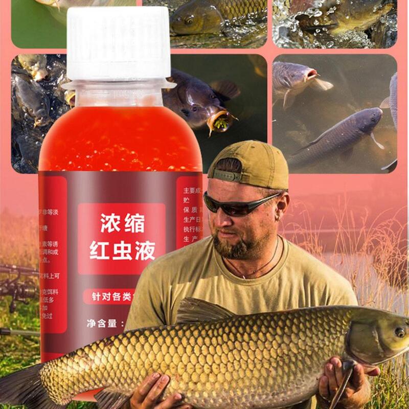 Fuerte atrayente de peces, cebo líquido concentrado de gusano rojo, aditivo de alta concentración para trucha, bacalao, carpa, lubina, 100ml