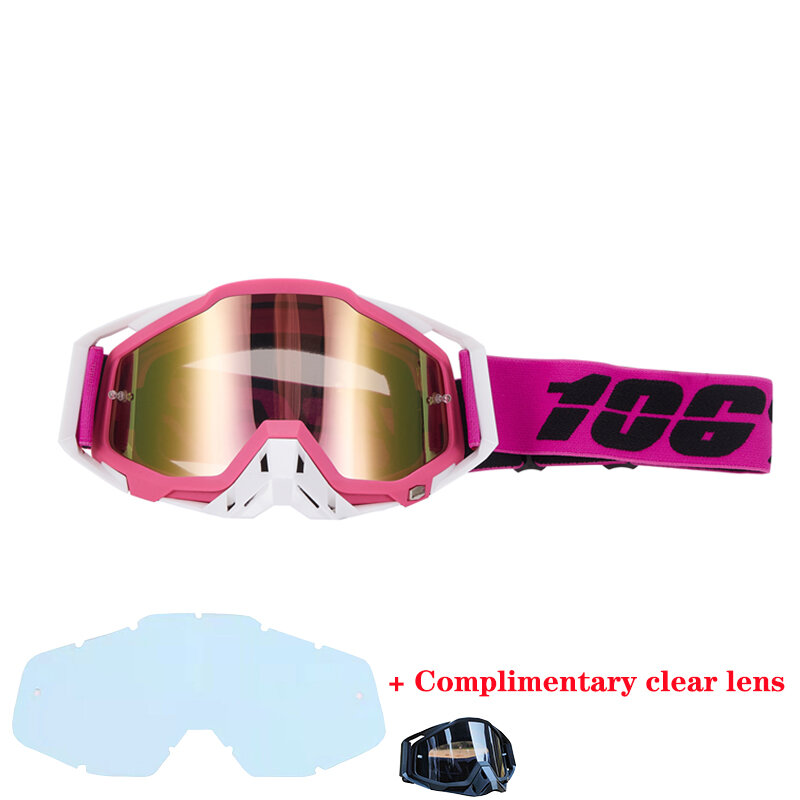 Lunettes de course de motocross, 106% lunettes de motocross, lunettes MX, masque tout-terrain, casques, lunettes de sport de ski pour moto, D343