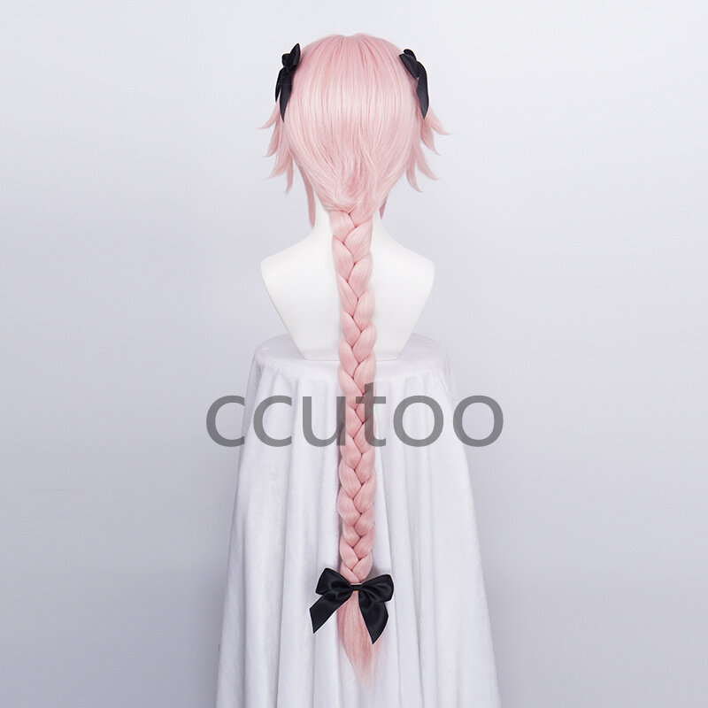 Perruque Cosplay synthétique cosy olNuremberg Apocryph Game Fate, cheveux longs roses, couvre-chef noir, Halloween Play Py, degré de chaleur, 3 pièces