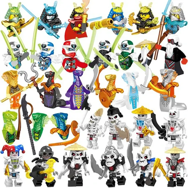 Мини-фигурки Ниндзя из мотоцикла, конструктор, скелет, солдаты, змеи, воин, Самурай, аниме фильмы, куклы, детские игрушки