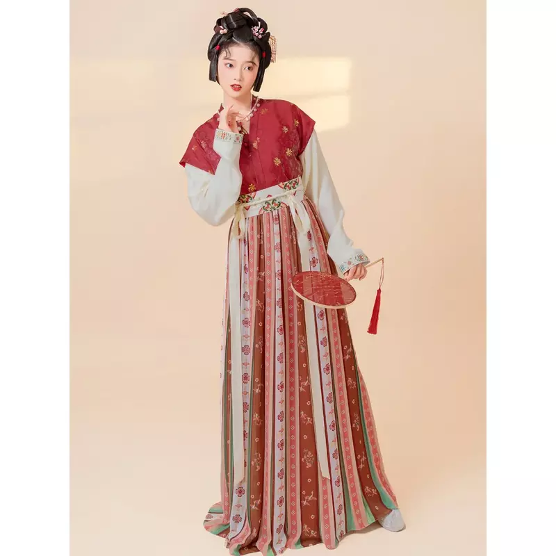 MoYuMao-disfraces de fiesta de Halloween para mujer, vestido tradicional chino real, Dinastía Tang, Hanfu rojo, Ropa de baile, falda de 4M
