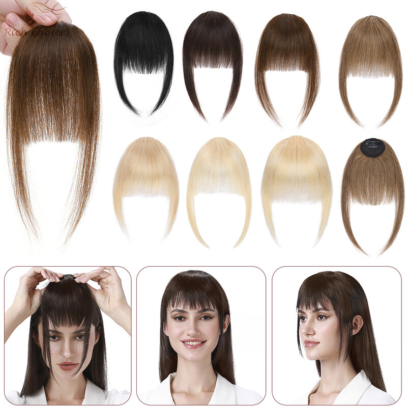 Rich Choices Comics Bangs With Temples Real Human Hair Light Fringe Bangs Natural Clip Hair Piece for Women Girls Natural Color