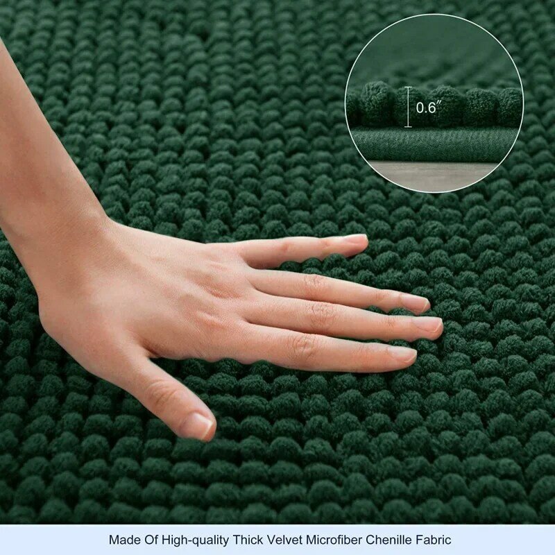 Subrtex-alfombras de chenilla para baño, alfombrillas suaves antideslizantes súper absorbentes de agua para ducha, 24 "x 60", Celadon