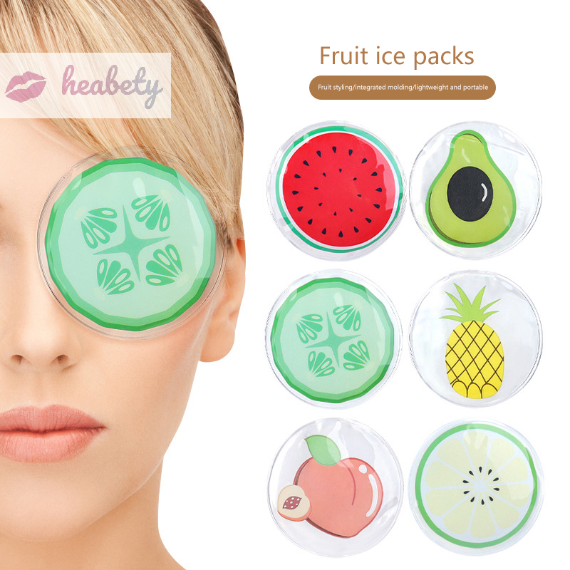 Bonita bolsa de hielo de compresión fría de frutas de forma redonda de dibujos animados, elimina las ojeras, parches hidratantes para los ojos, máscara de relajación