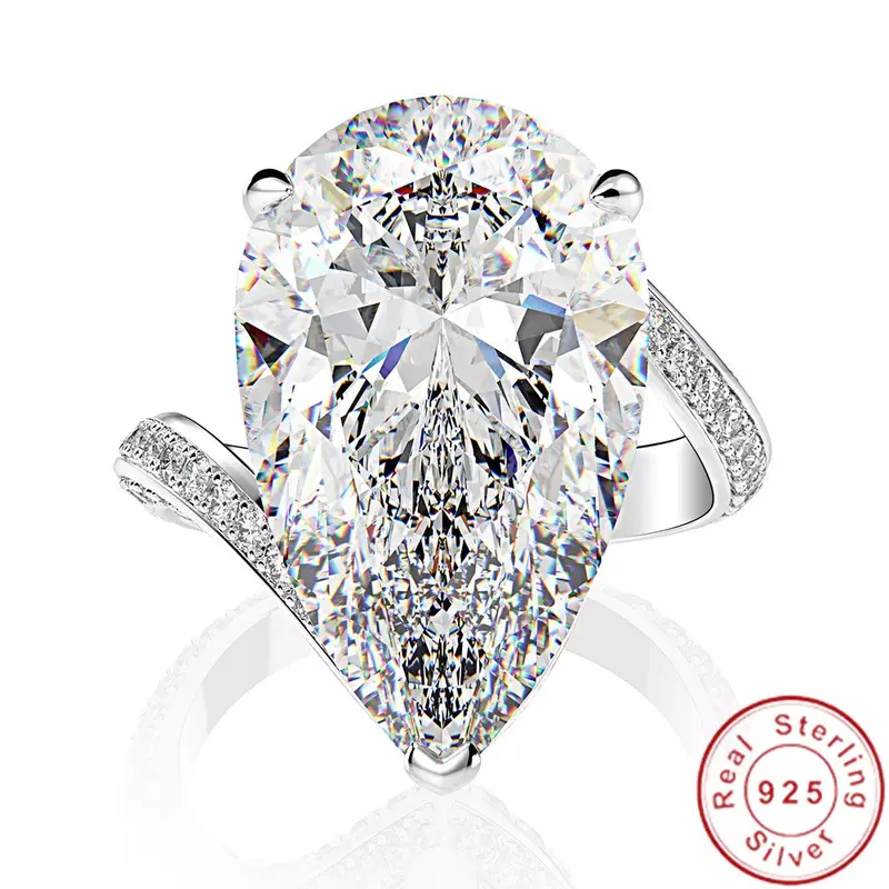 Cincin berlian Moissanite tetes air mewah 100% asli 925 perak murni cincin pertunangan pernikahan untuk perhiasan wanita