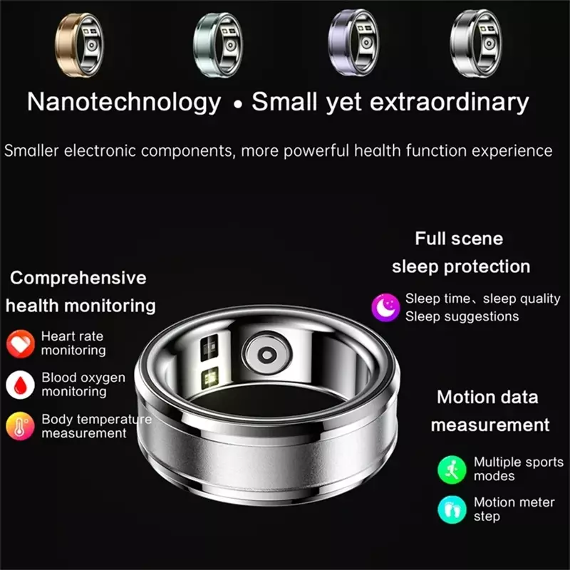 R3 Health Smart Ring Fitness Tracker for Android IOS Phone Body Temperature Monitoring Heart Rate Blood Oxygen Sleep Women Rings