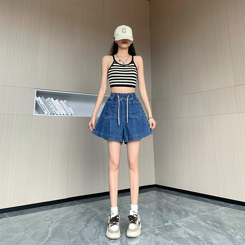 Large Size Denim Shorts Skirt for Women's Spring/summer Thin A-line Wide Leg Loose High Waist Slimming Fashion Shorts