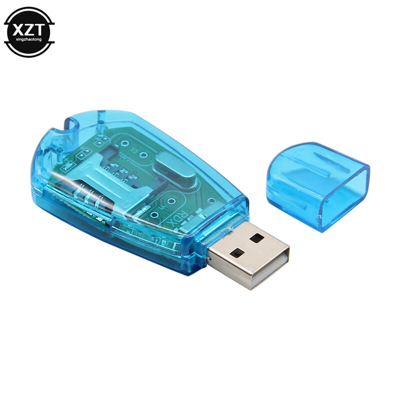 Pembaca Portabel 1 buah, pembaca kartu SIM USB penulis kartu SIM/Copy/Cloner/Backup GSM CDMA ponsel WCDMA DOM668 Blue