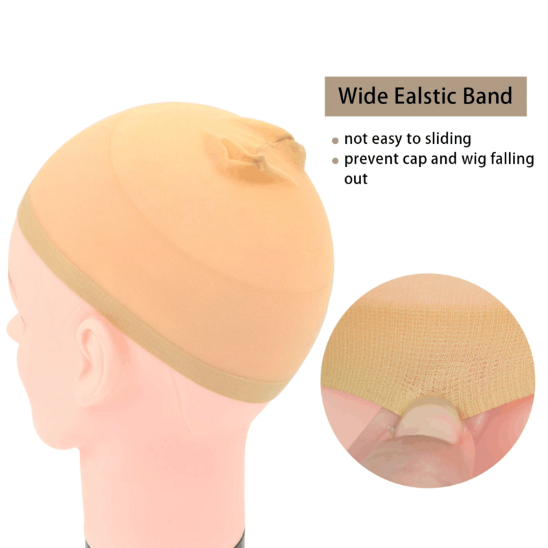12 pcs Beige Nylon Wig Caps Elastic Mesh Cap Stocking Wig Cap Hair Net for Wig Making