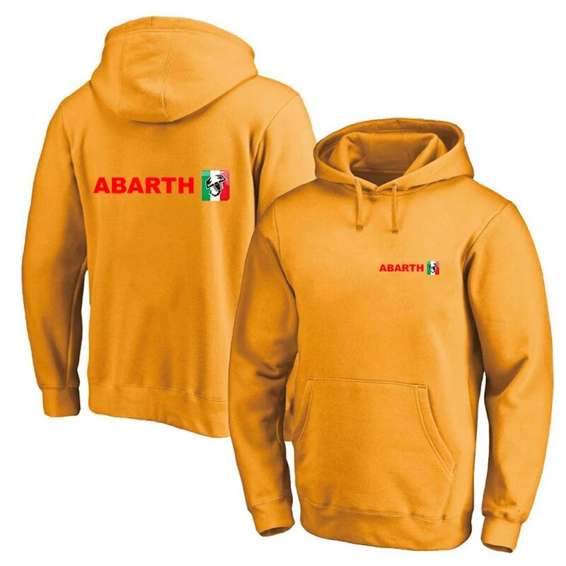2024 Men Abarth Spring and Autumn Solid Color Pullove Hoodie Printing Long Sleeve Casual Hooded Loose Simplicity Comfortable Top