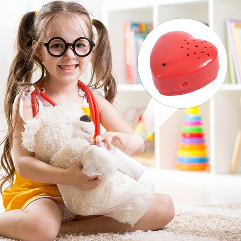 Caja de voz en forma de corazón para niños, Mini grabadora de voz para hablar, botones grabables para niños, 30 segundos, caja de sonido para muñeco de peluche