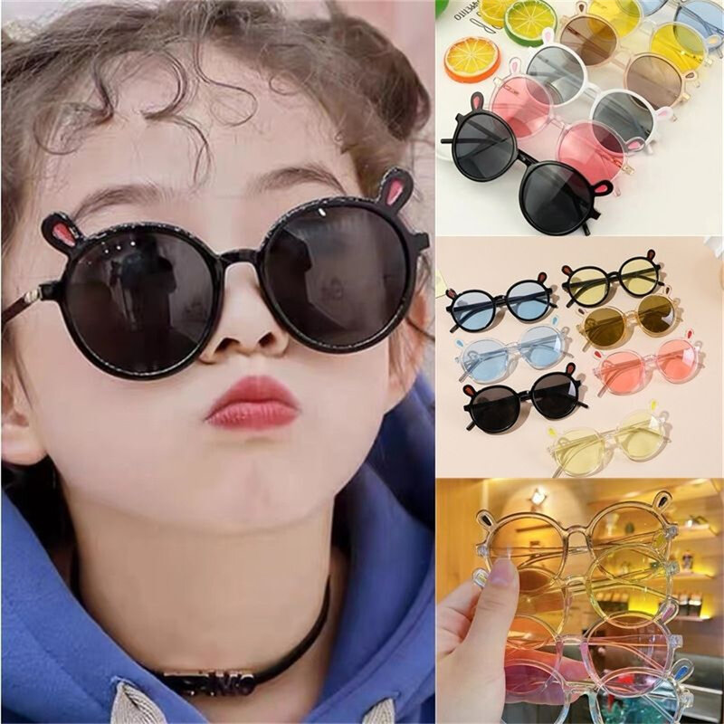 2024 Cartoon Rabbit Ears Round Kids occhiali da sole UV400 Eyewear ragazzi ragazze Cute Outdoor occhiali da sole anti-uv Travel Beach Shades