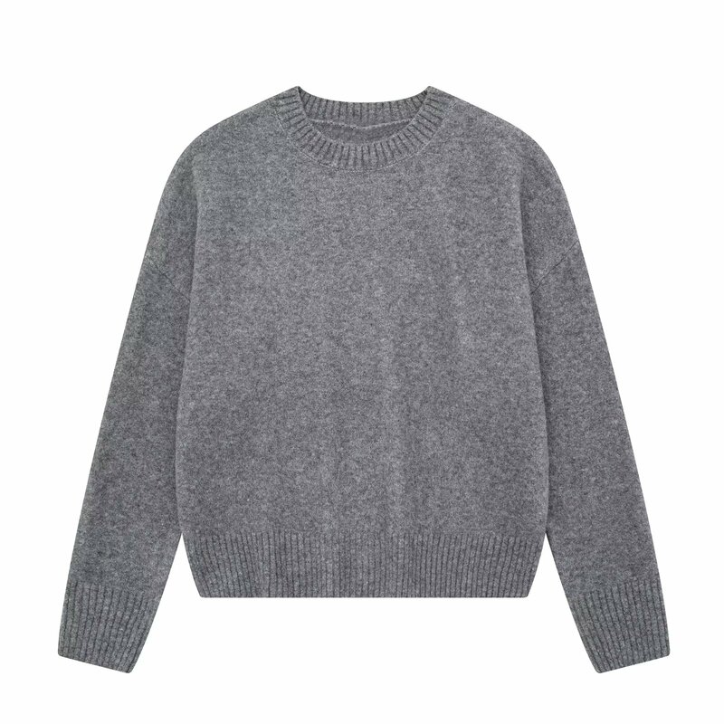 Kobiety 2023 jesień nowa moda miękka tekstura luźny ciepły O szyi dzianinowy sweter Vintage z długim rękawem damskie swetry eleganckie koszule