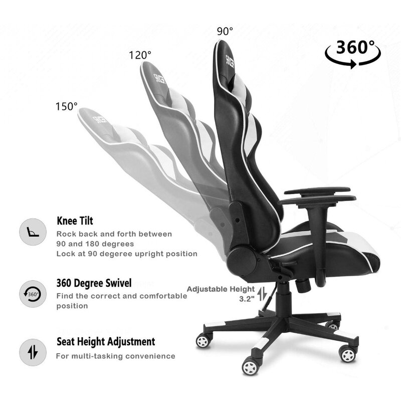 كرسي مكتب دوار مريح قابل للتعديل مع مسند رأس ودعم قطني ، كراسي مهمة تنفيذية