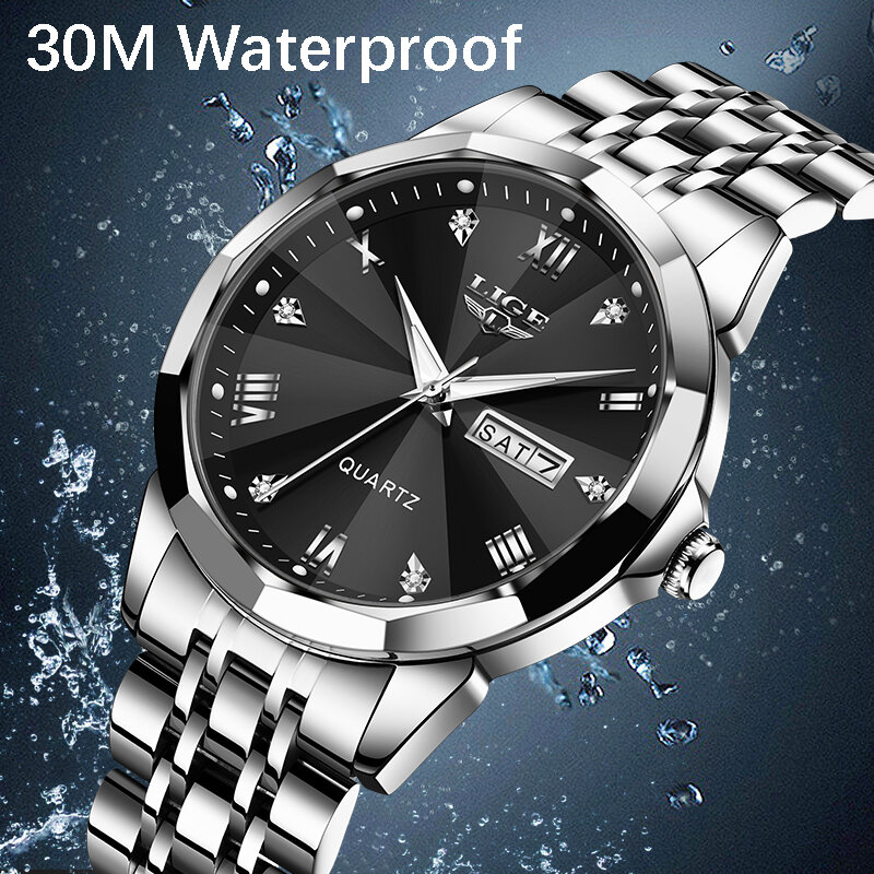 FOXBOX Men's Watch Quartz Watches Fashion Watch Men Original Waterproof Non-mechanical Luminous Dual Calendar Quartz Wristwatch