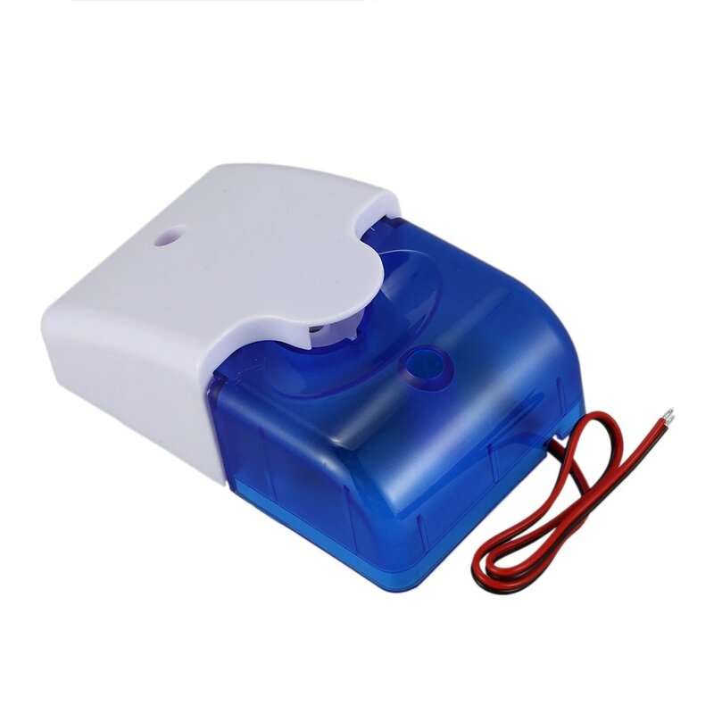 Mini sirena de advertencia estroboscópica con cable, sistema de alarma de seguridad para el hogar, luz intermitente, 12V de CC, 115Db, azul