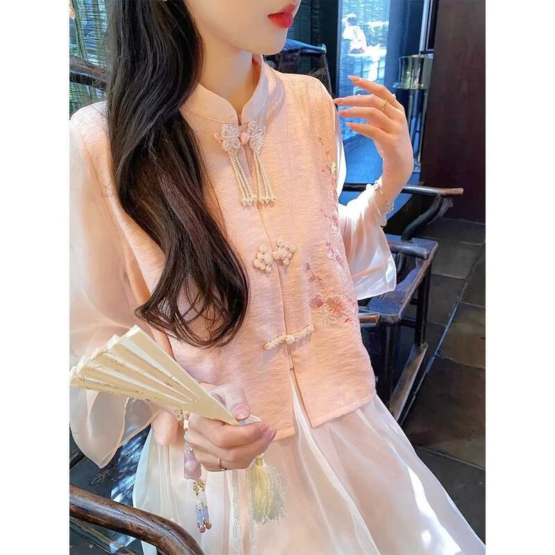 Spring And Summer New Improved Fairy Half Skirt National Style Cheongsam Top New Chinese Style Suit women's Daily Wear