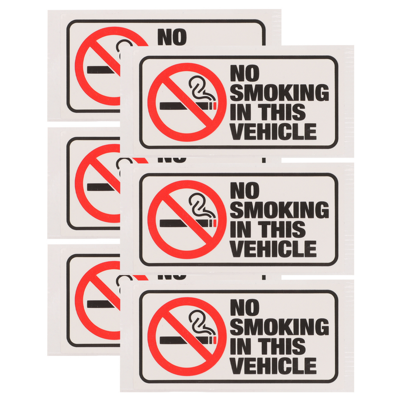 Não fumar etiqueta etiqueta para veículo, Adesivos do sinal do carro, Esta placa de cobre aviso, 6 pcs