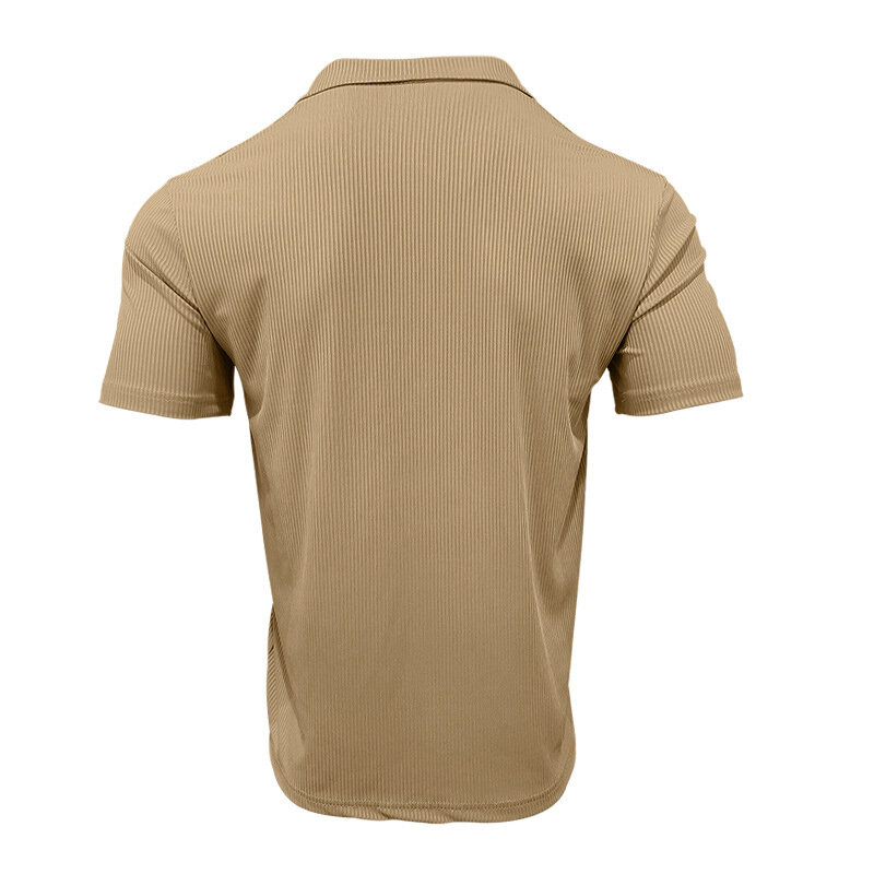 Polo Casual da uomo moda tinta unita cerniera risvolto manica corta t-Shirt Business Leisure Sports Pullover Daily Street Wear