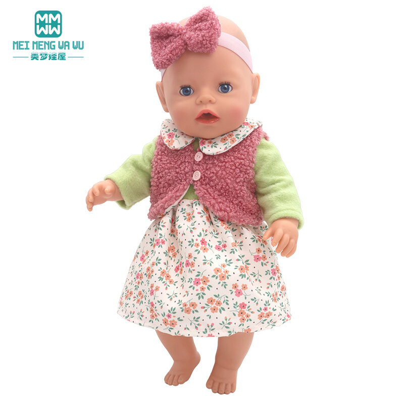 Pakaian untuk Boneka Fit 43Cm Boneka Bayi Baru Lahir Jaket Katun Mode Boneka Amerika Pink Merah Mawar Putih Ungu