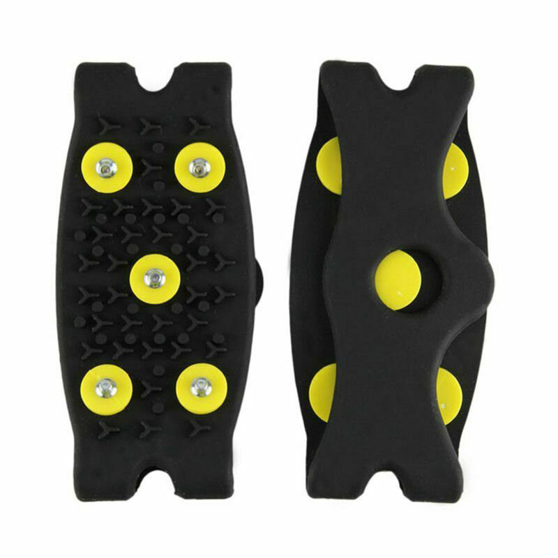 2pcs 5-Stud Snow Ice Claw Climbing Anti Slip Spikes Grips Crampon Cleats Sport Shoes Cover for Women Men Boots Cover Size 35-43