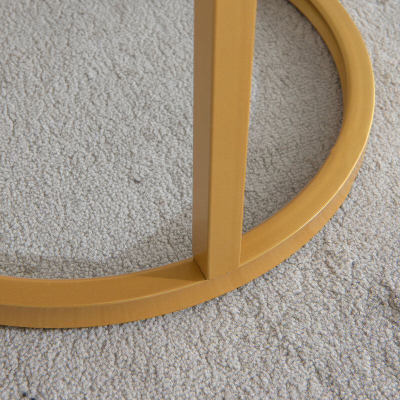 Moderne Nesten Salontafel Ronde, Gouden Kleur Frame Met Houten Top Voor Kleine Ruimte En Woonkamer