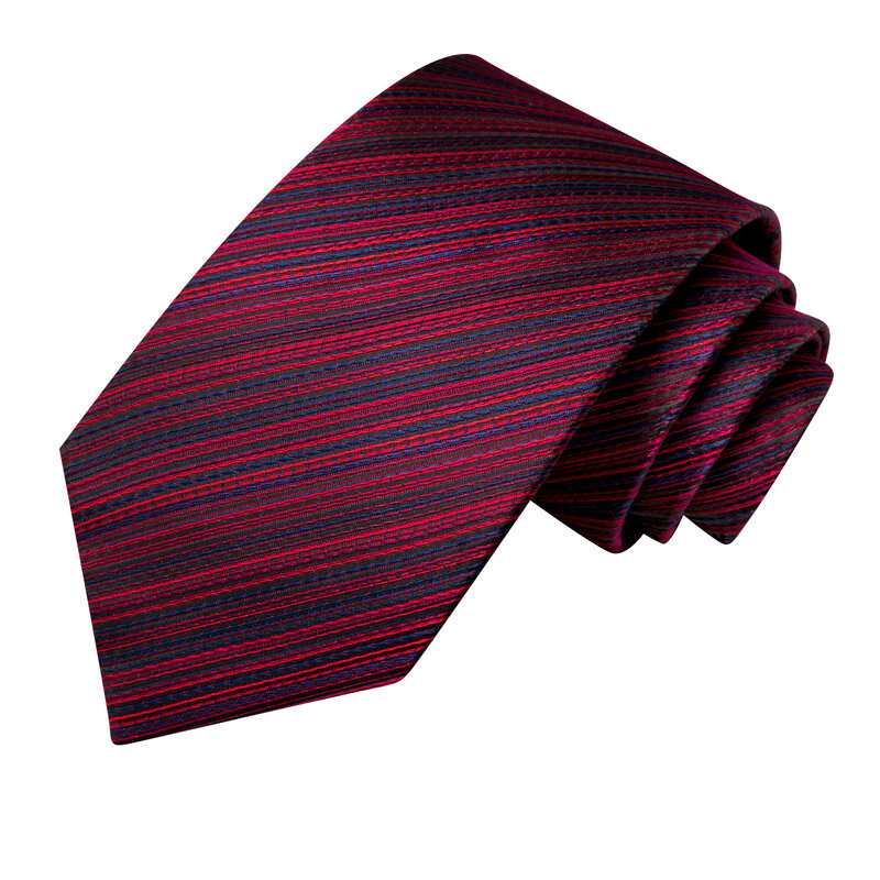 Hi-Tie corbata Jacquard para hombre, corbata elegante de diseñador a rayas, color azul burdeos, accesorio para boda, negocios, fiesta, Mancuernas