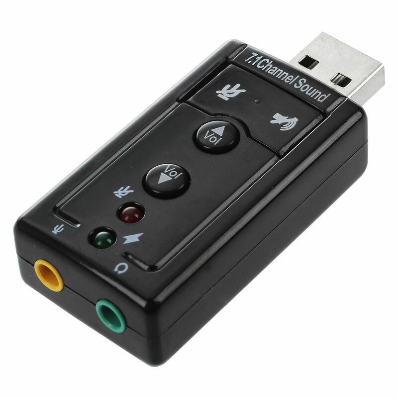 Placa de Som Externa USB, Adaptador Áudio, 7.1 Canais, Externo