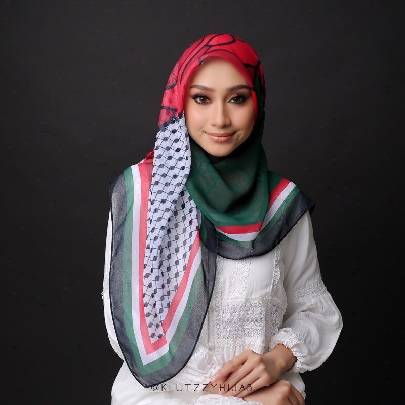 Palestinian Chiffon Scarf Printed Shawls Wraps Women Large Soft Scarf Palestine Scarves Muslim Women's Hijabs 110*110cm