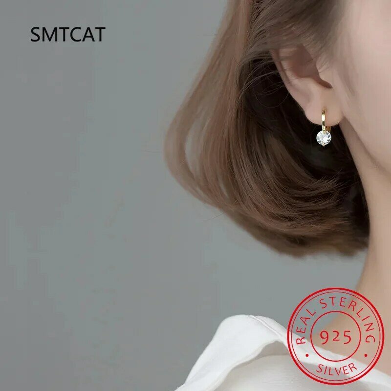 100% Real 6.5mm 1.0 carati D Color Moissanite Hoops orecchini per le donne 2023 trend nuovo In orecchini gioielli In argento 925
