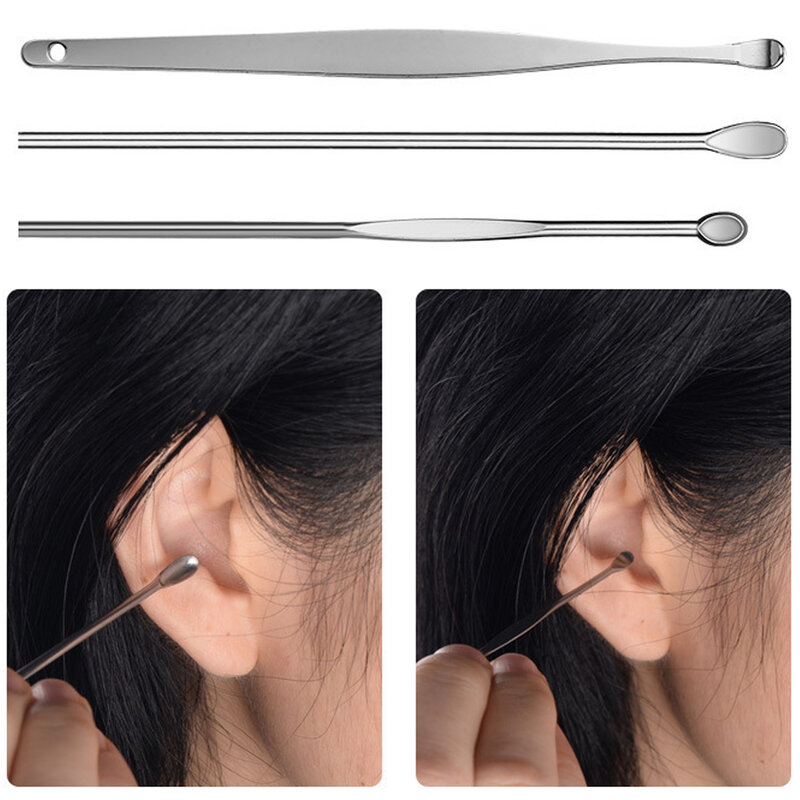 6/7Pcs Stainless Steel Earwax Collector Spiral Turn Ear Stick Cleaning Ear Swab Reusable Portable Cleaner Ear Wax Removal Tool
