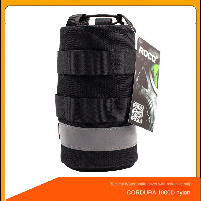 2024 New Outdoor MOLLE Tactical Kettle Cover Mountain Riding with Reflective Strip Tactical Water Bottle Cover Outdoor Sports