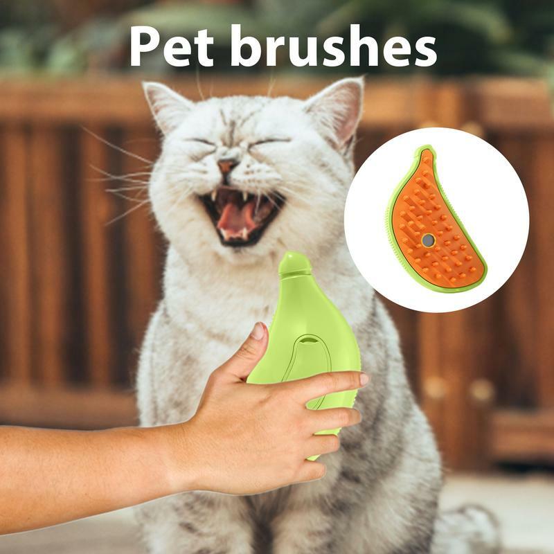 Cepillo eléctrico de pelo de plátano para mascotas, peine de masaje recargable, accesorios para mascotas, 3 en 1