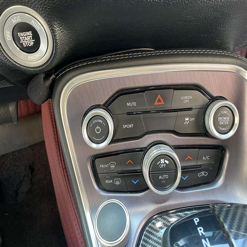Cubierta de interruptor de aire acondicionado, pegatina de arranque y parada del motor, perilla de consola central para Dodge Challenger/Charger 15-19