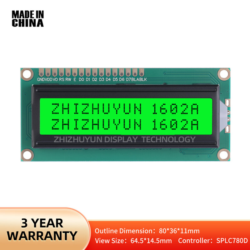 Pantalla de caracteres Lcm1602A, módulo de punto de pantalla Lcd16X2A, color negro, verde esmeralda, venta al por mayor