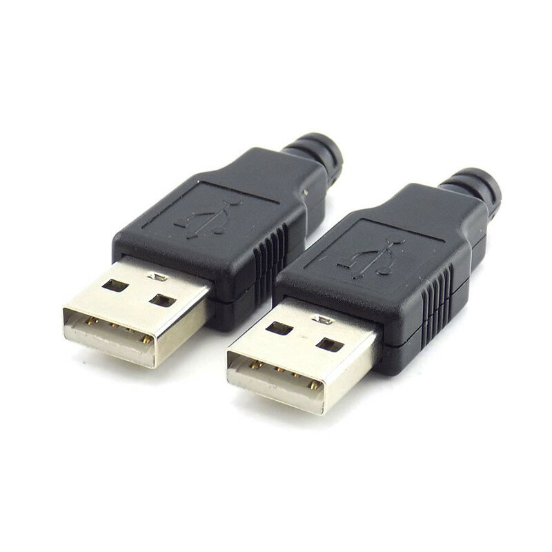 Connecteur de prise USB Type A mâle 2.0 avec couvercle en plastique noir, soudure, prise à 4 broches, bricolage, 2.0